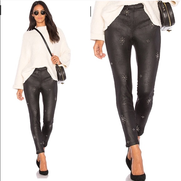 Free People Pants - Free People Embellished Vegan Skinny Pant Black